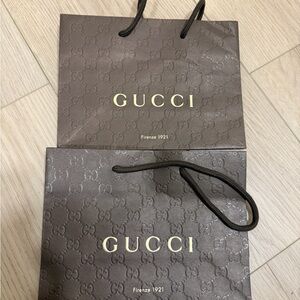 Gucci Dark Brown Logo Shopping Bags